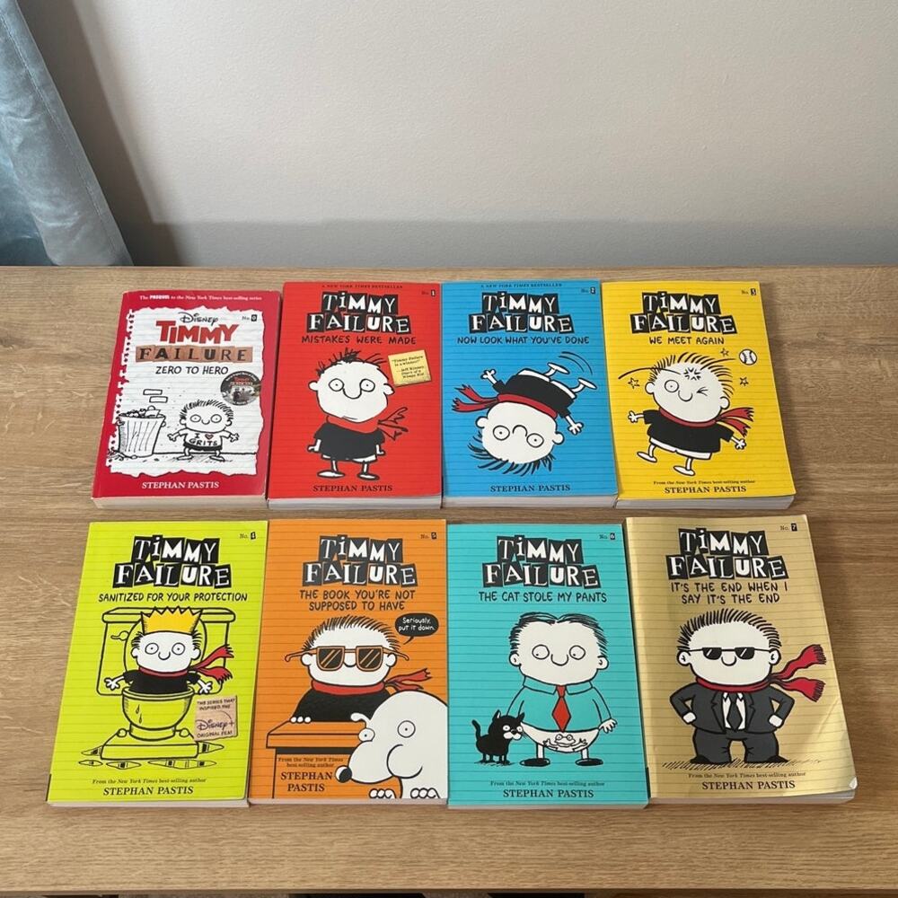 Lot of 8 Timmy Failure Books by Stephan Pastis Books 0-7 Full Series Kids